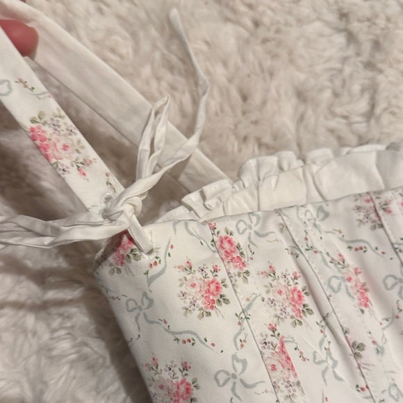 House of CB White Floral Corset Dress xs clarabelle white rose corset print bust - Picture 8 of 9